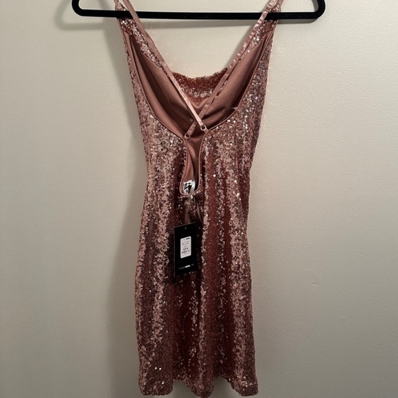 Fashion Nova Star The Show Sequin Rose Gold Mini Party Dress - Picture 3 of 5